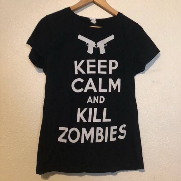 Keep Calm and Kill Zombies T-shirt - Juniors XL - Picture 1 of 5